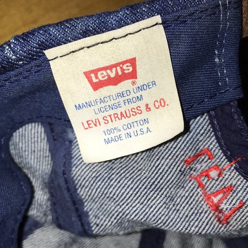 Levi's Blue Denim Cap with Red & Gold Embroidery